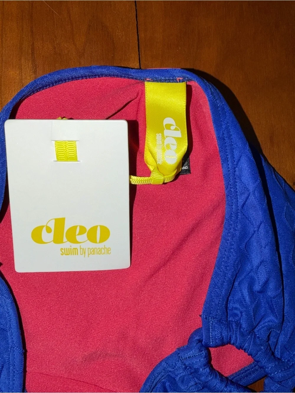cleo Royal Blue Bikini Bottom with Pink Lining and Yellow Tag Sz XS